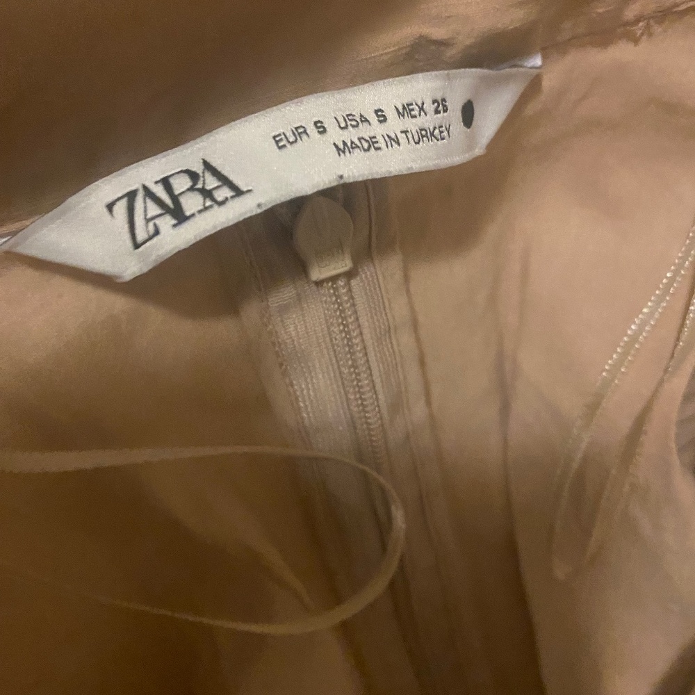 Zara Linen Blend Cutout Dress in Tan - Picture 4 of 9